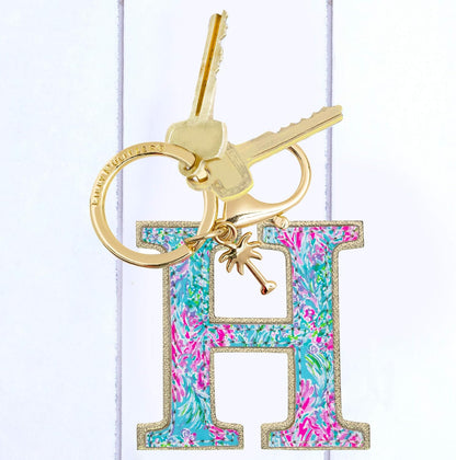Lilly Pulitzer Leatherette Initial Keychain, Letter Bag Charm for Women